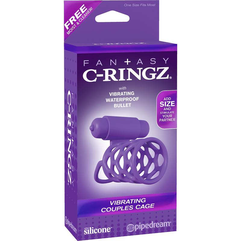 Anel vibratório Fantasy C-Ringz Cage para casais roxo - Imagem 2