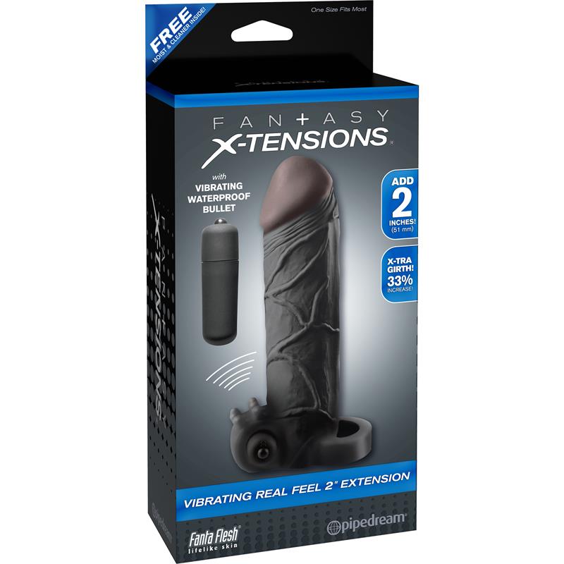 Vibrador Fantasy X-tensions 5,1 cm Real Feel com extensão - cor preta - Imagem 4