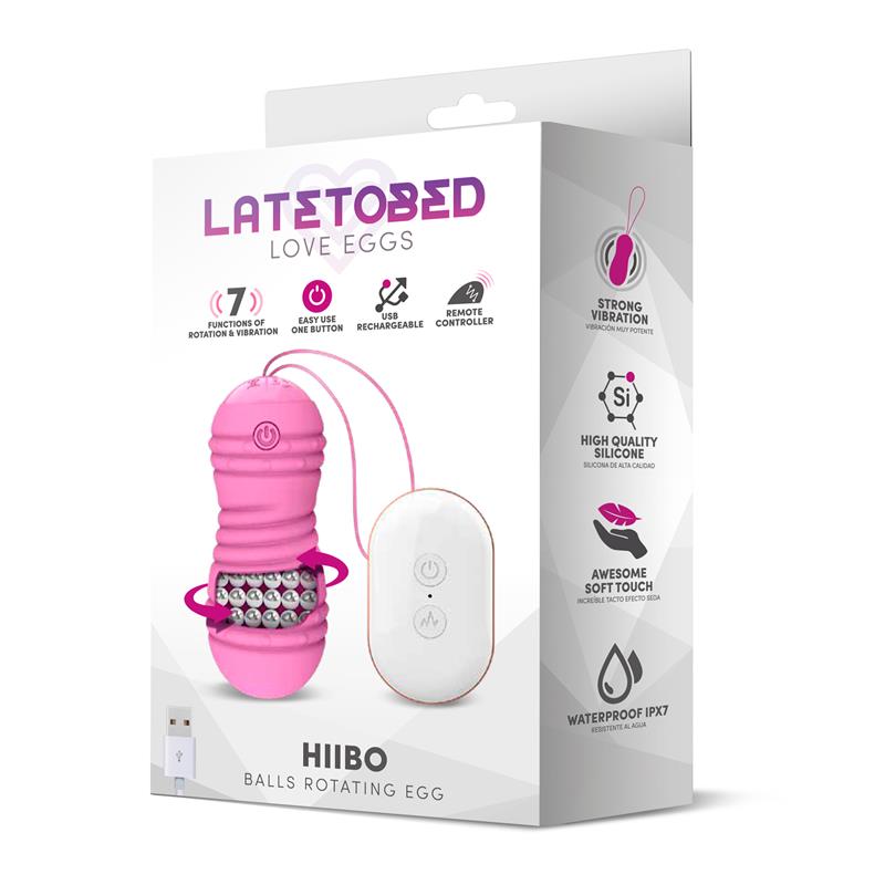 Ovo Vibratório Hiibo com Controle Remoto Rotativo USB Silicone Rosa - Imagem 6
