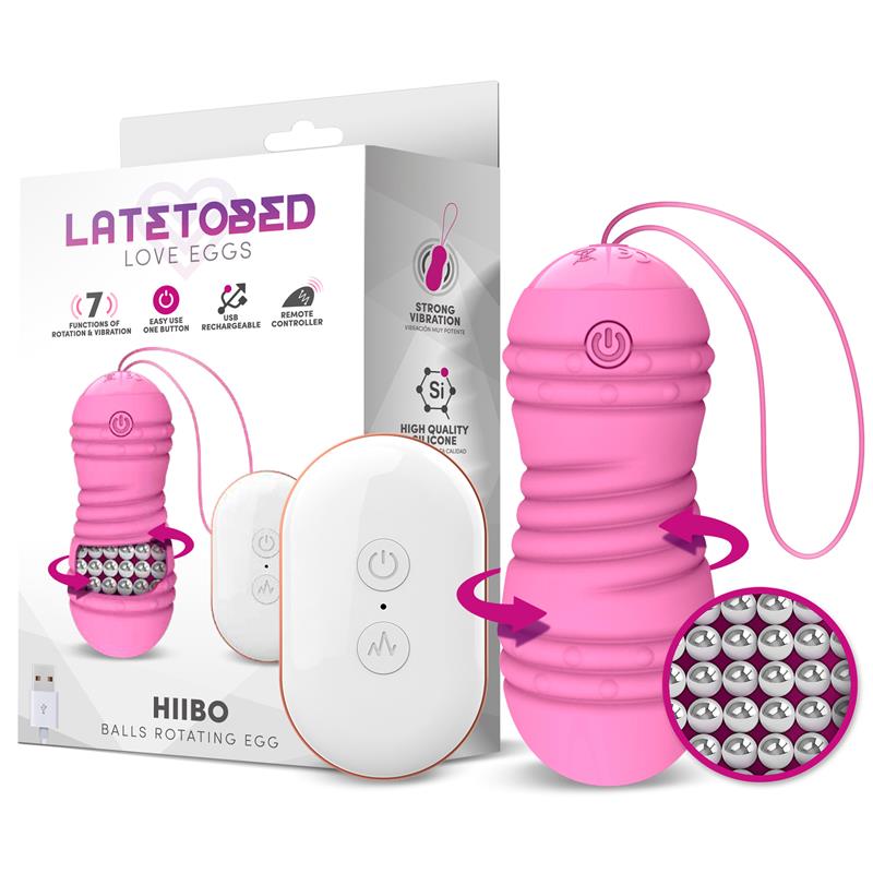 Ovo Vibratório Hiibo com Controle Remoto Rotativo USB Silicone Rosa