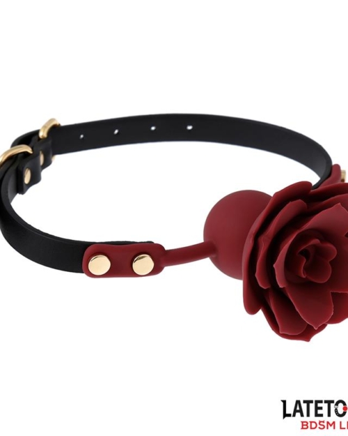 Ornamento rosa ajustável com mordaça de bola de silicone respirável 47-56 cm