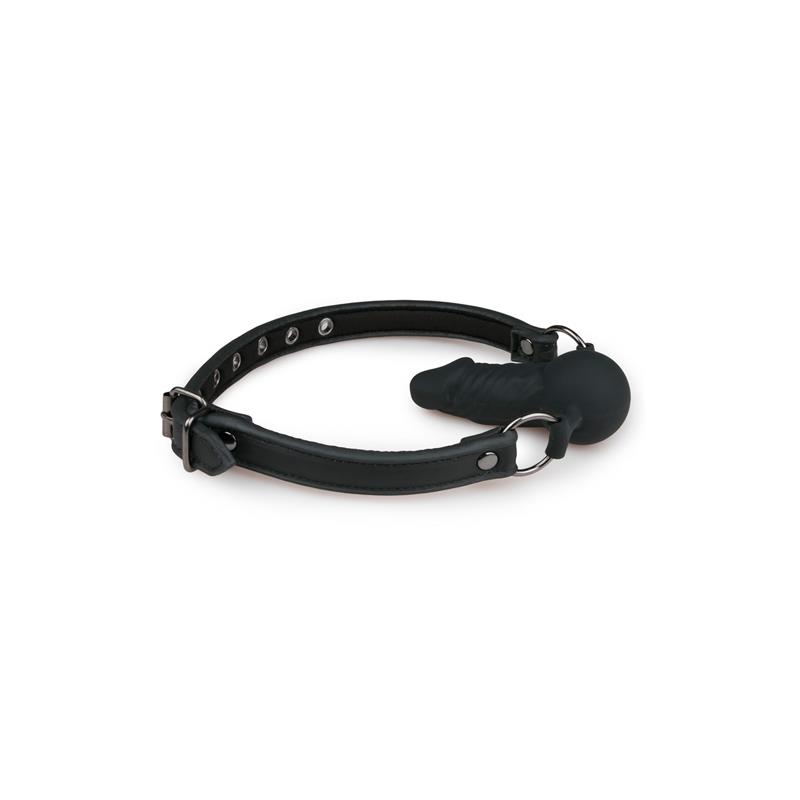Mordaça com pênis de silicone preto - Imagem 2