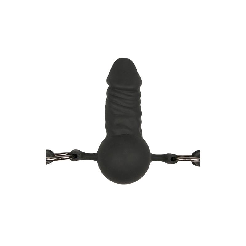 Mordaça com pênis de silicone preto - Imagem 4