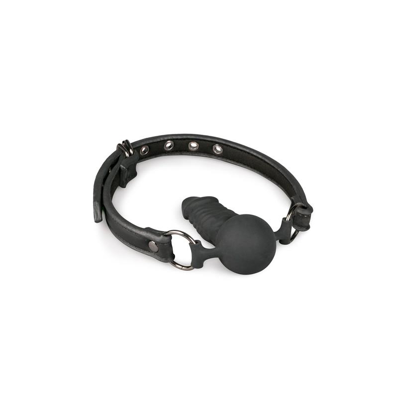 Mordaça com pênis de silicone preto