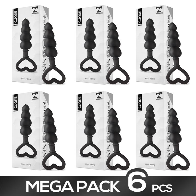 Pacote de 6 plugues anal de silicone Cuore