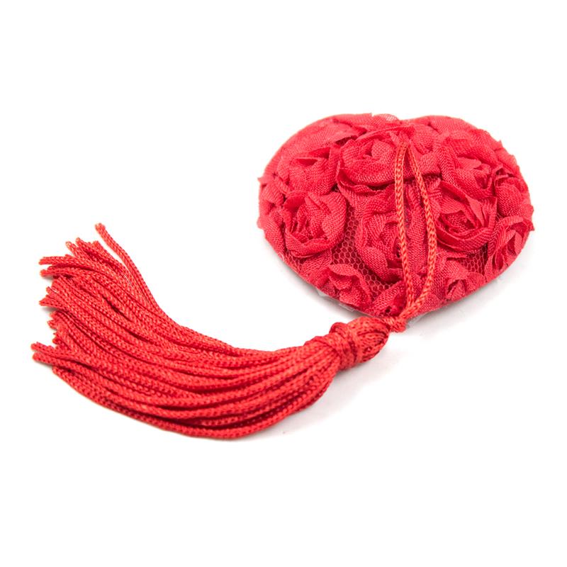 Capas para mamilos com renda e padrão floral vermelho - Imagem 2
