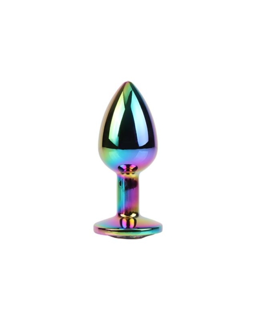 Plugue anal multicolorido Rainbow Gem com joia tamanho S